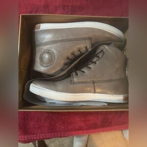 Blackstone Gray and White Leather Boots